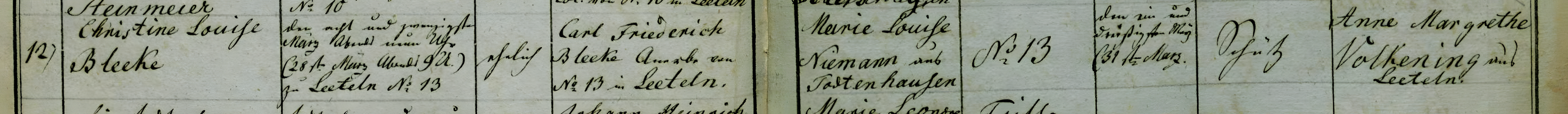 christine louise bleeke 1820 birth