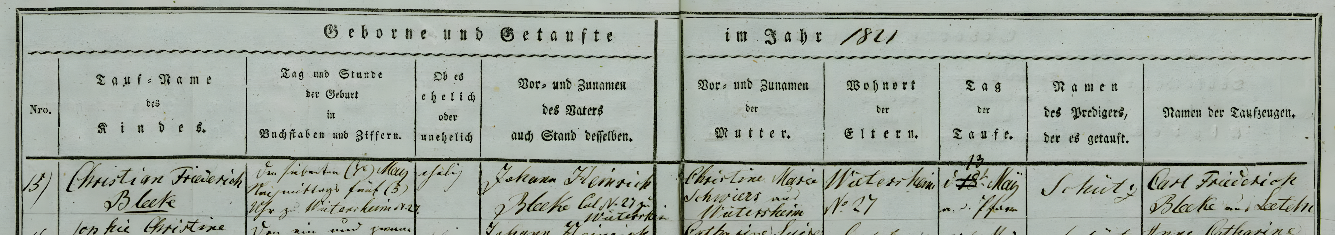 christian friedrich bleeke 1821 birth