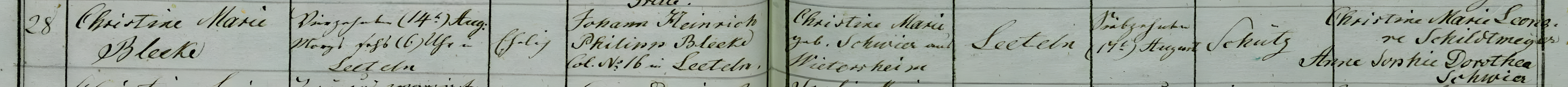 christine marie bleeke 1828 birth