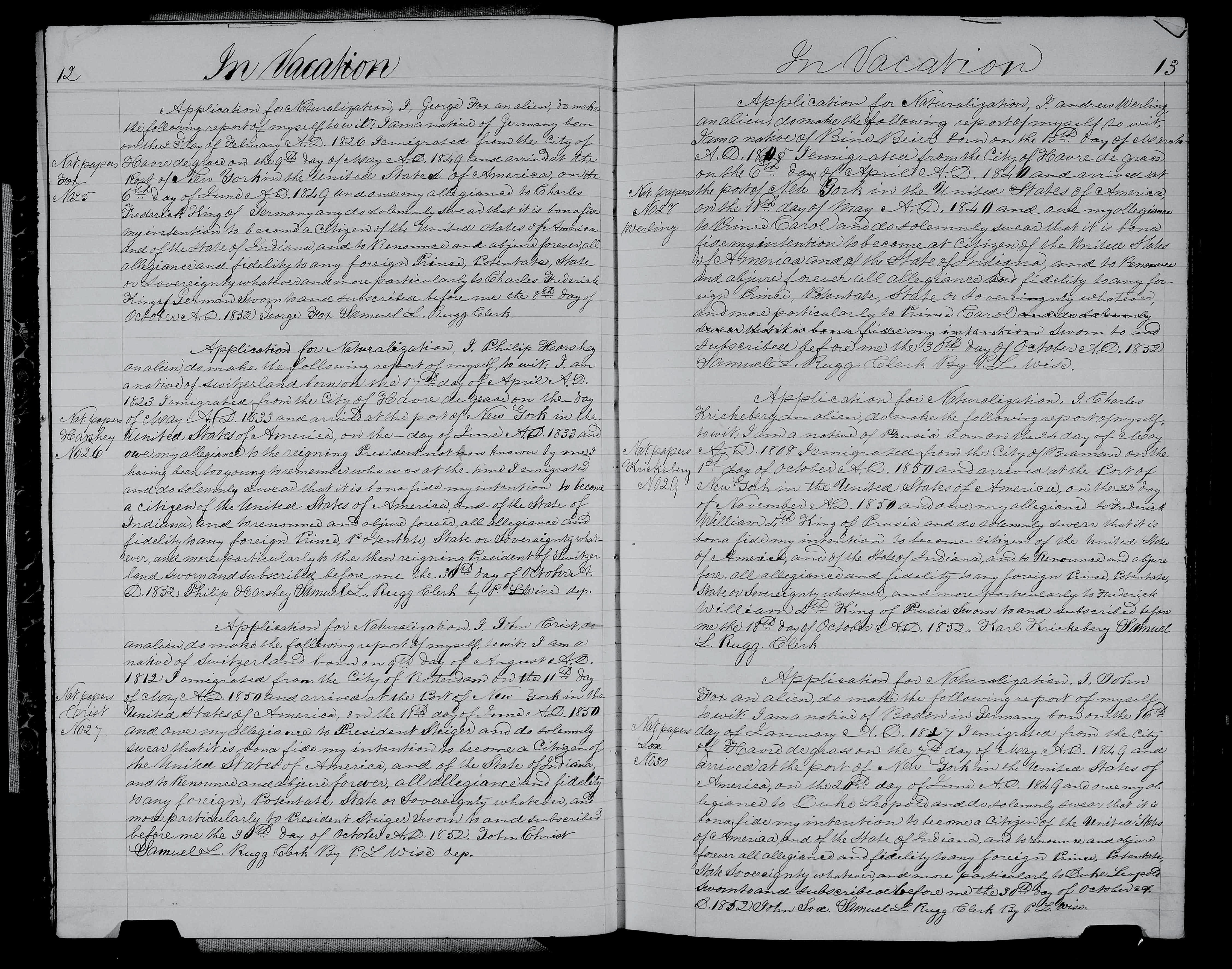 Krickeberg Charles Adams County Circuit Court Civil Order Book C page 13