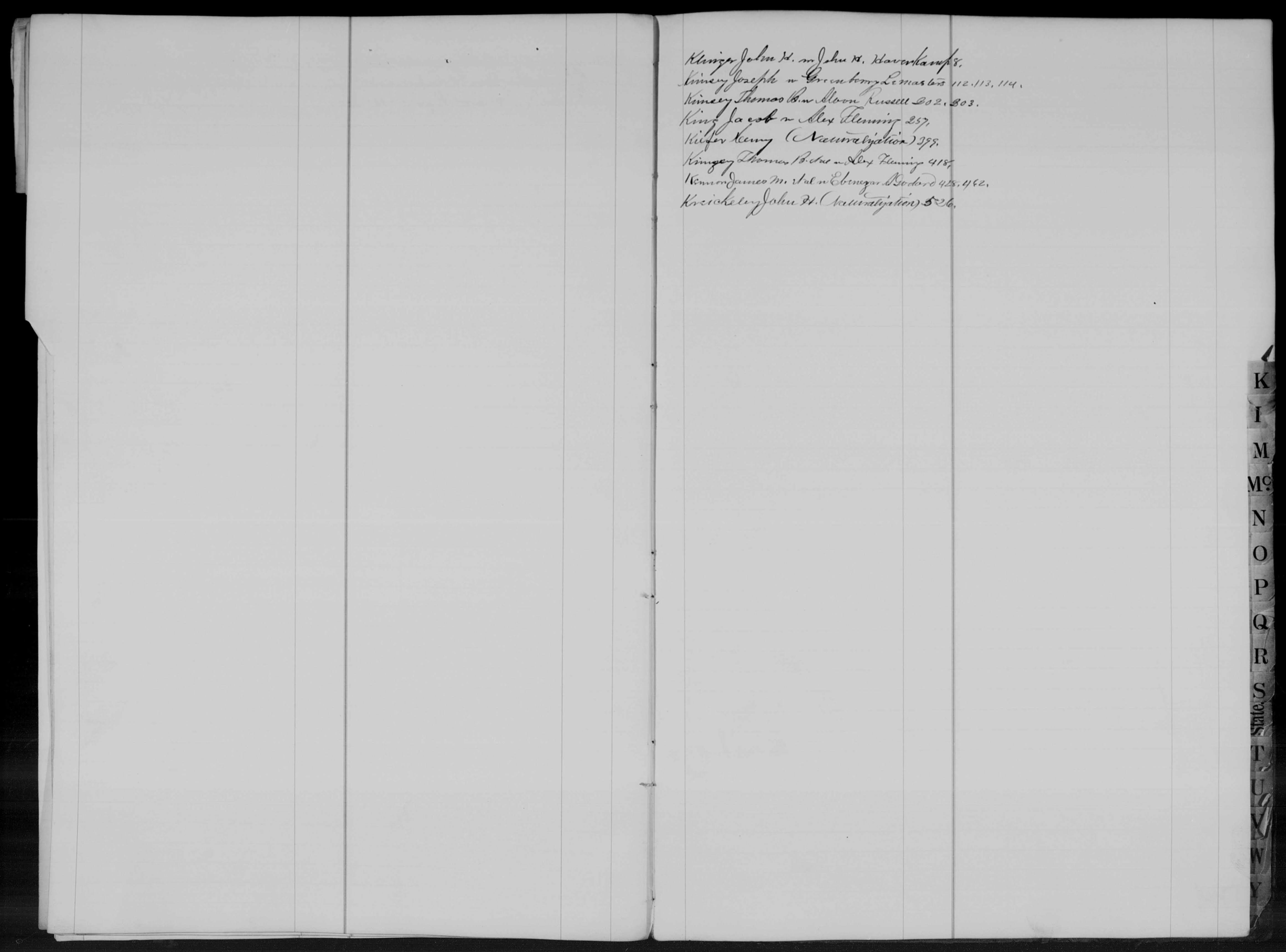 Kreickeberg John Henry Adams County Circuit Court Civil Order Book B front index