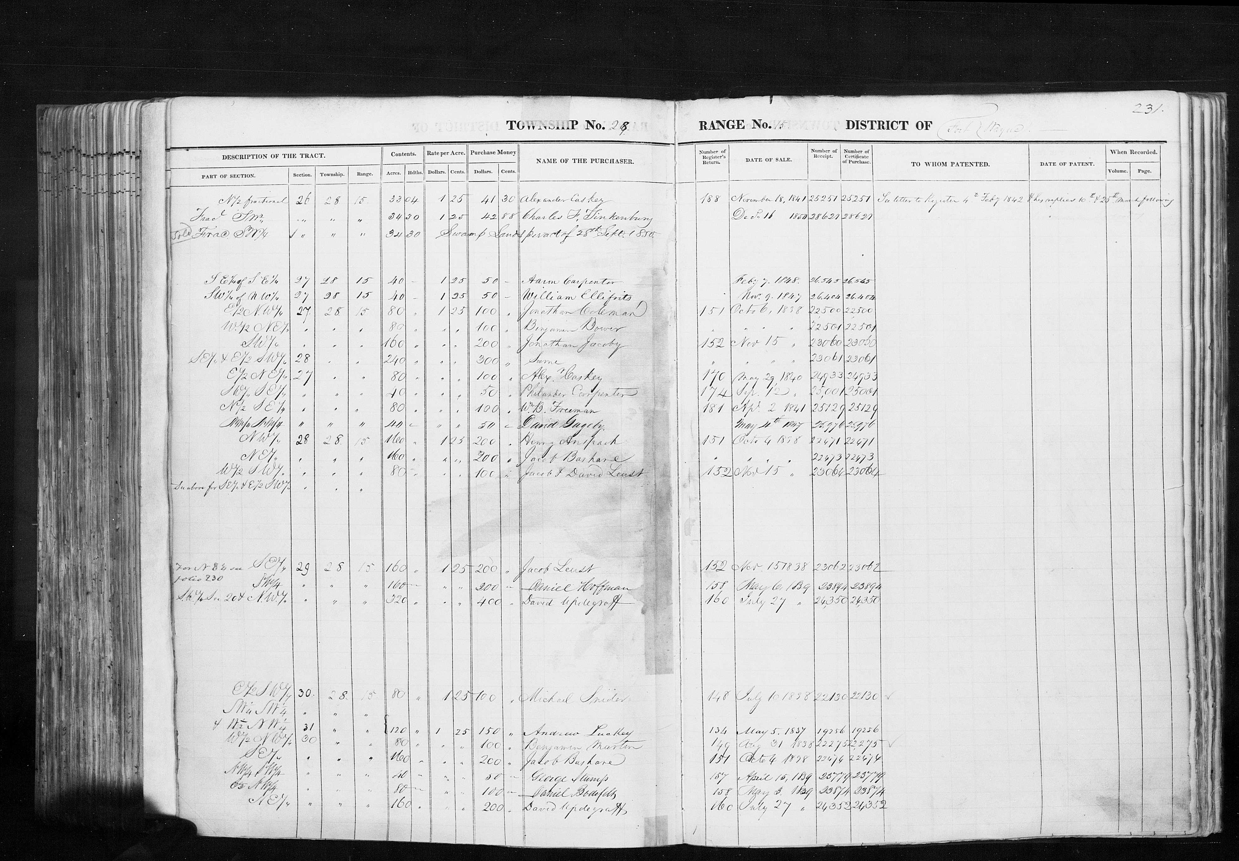 charles f tinkenburry glo tract book entry